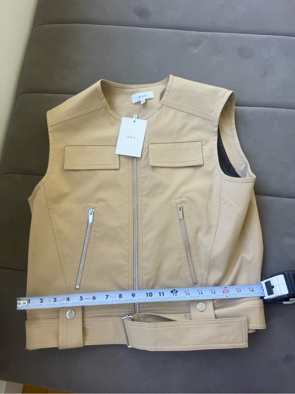 A.L.C. Tan Zip-Front Utility Vest